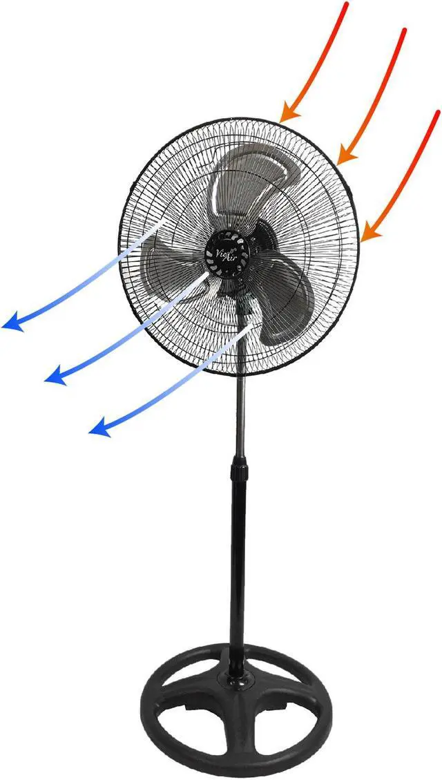 Alt view image 8 of 10 - Vie Air 18" Industrial Heavy Duty Pedestal Oscillating Metal Stand Fan
