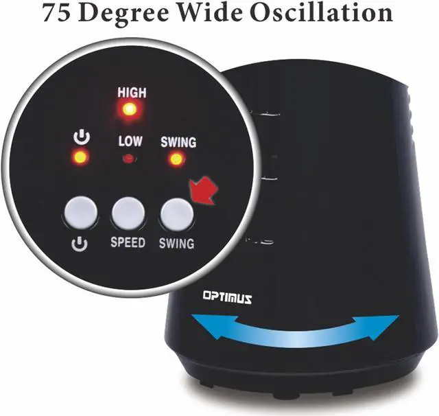Alt view image 5 of 8 - Optimus F-7345BK 12 Desktop Ultraslim Oscillating Tower Fan (Black)