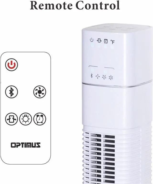 Alt view image 8 of 8 - Optimus F7585WH Optimus in Pedistal Tower Fan with Remote - White