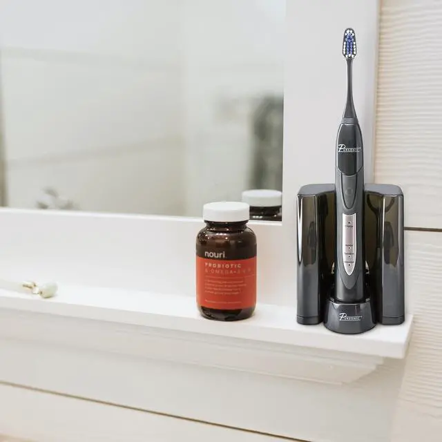 Alt view image 10 of 10 - Pursonic S520BK Sonic movement Rechargeable Electric Toothbrush W/ BONUS 12 Brusheads 2 Tongue cleaners, 2 interdental brush heads and 2 floss holders
