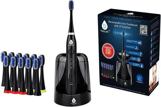 Alt view image 5 of 7 - Pursonic Sonic toothbrush with UV sanitizing function Black