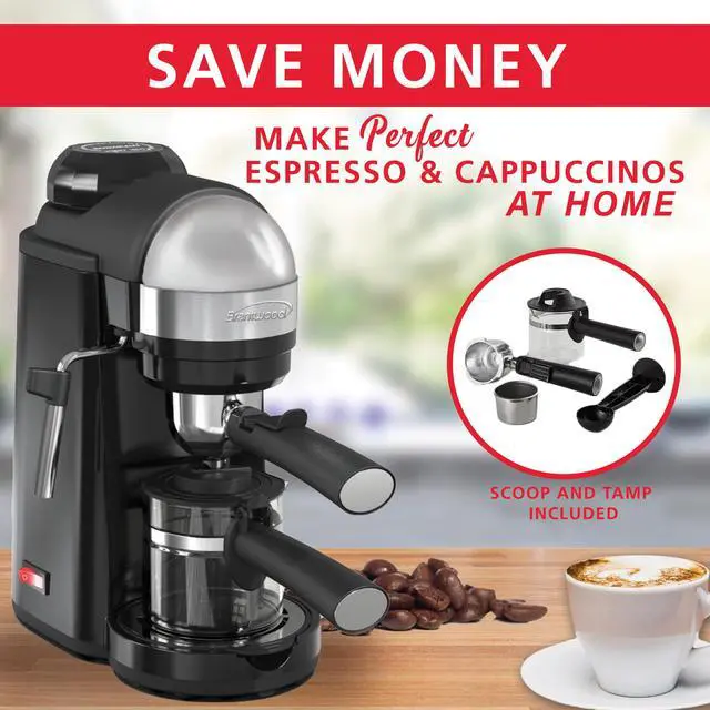 Alt view image 14 of 20 - Brentwood 800 Watt Cappuccino Brewer and Espresso Maker w/ Frothing Wand, Black