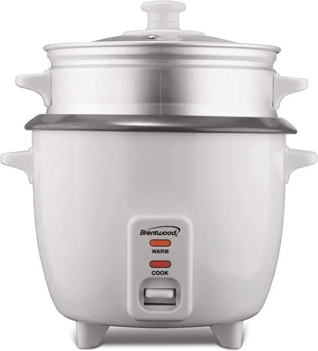 Alt view image 6 of 10 - Brentwood TS-180S 8-Cup Uncooked/16-Cup Cooked Rice Cooker and Food Steamer - White
