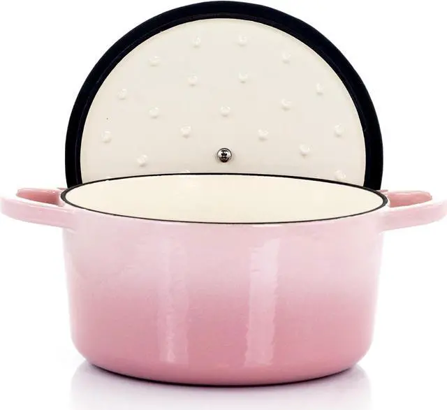 Alt view image 3 of 8 - Crock-Pot Artisan 2 Piece 3 Quarts Enamled Cast Iron Dutch Oven in Blush Pink