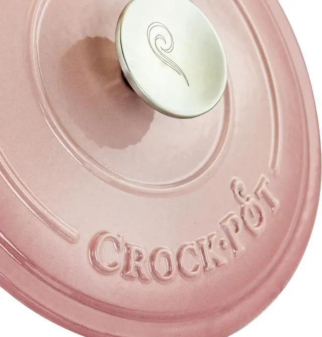 Alt view image 6 of 8 - Crock-Pot Artisan 2 Piece 3 Quarts Enamled Cast Iron Dutch Oven in Blush Pink