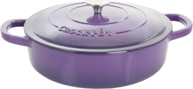 Alt view image 7 of 8 - Crock-Pot Artisan 2 Piece 5 Quart Enameled Cast Iron Braiser with Lid in Lavender