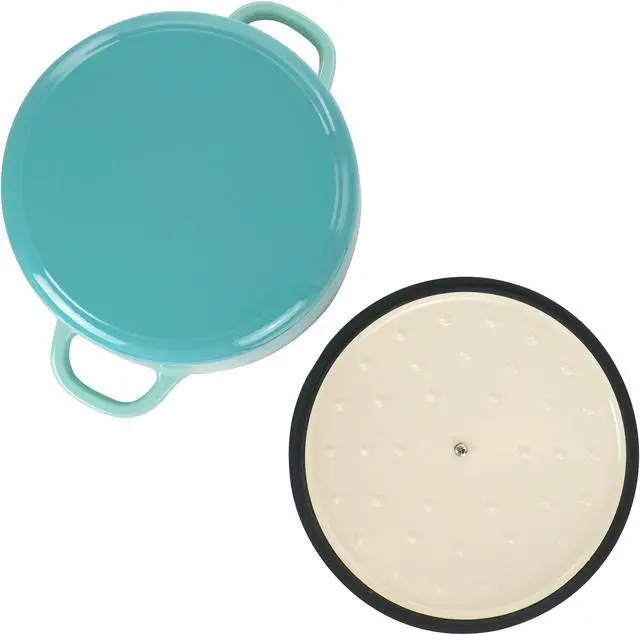 Alt view image 4 of 7 - Crock-Pot Artisan 2 Piece 5 Quarts Enameled Cast Iron Dutch Oven in Aqua Blue