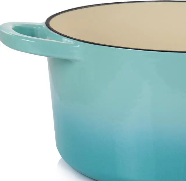 Alt view image 5 of 7 - Crock-Pot Artisan 2 Piece 5 Quarts Enameled Cast Iron Dutch Oven in Aqua Blue