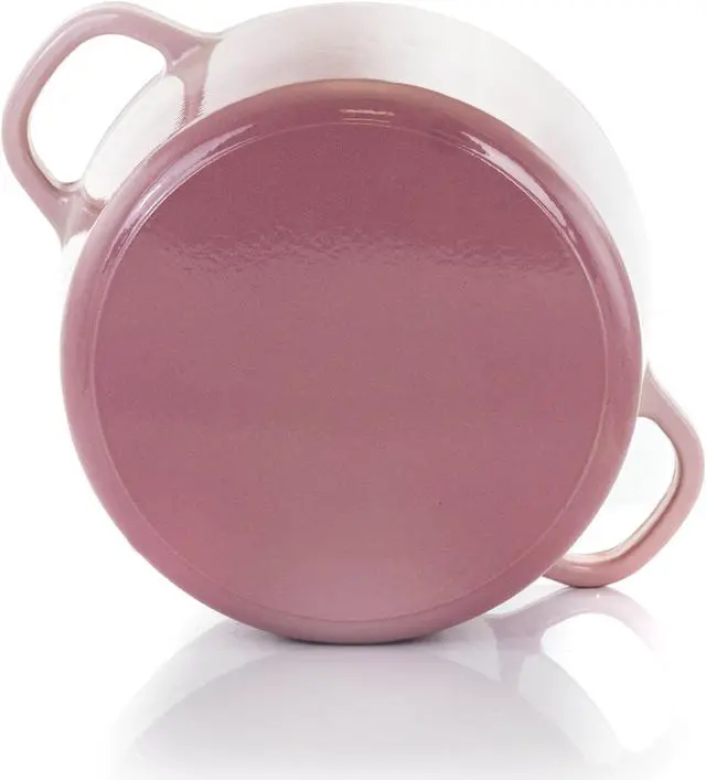 Alt view image 3 of 7 - Crock-Pot Artisan 2 Piece 7 Quarts Enamled Cast Iron Dutch Oven in Blush Pink