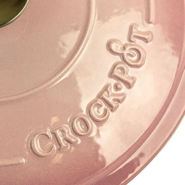 Alt view image 6 of 7 - Crock-Pot Artisan 2 Piece 7 Quarts Enamled Cast Iron Dutch Oven in Blush Pink