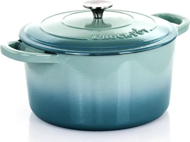 Main image of Crock-Pot Artisan 2 Piece 7 Quarts Enamled Cast Iron Dutch Oven in Aqua Blue