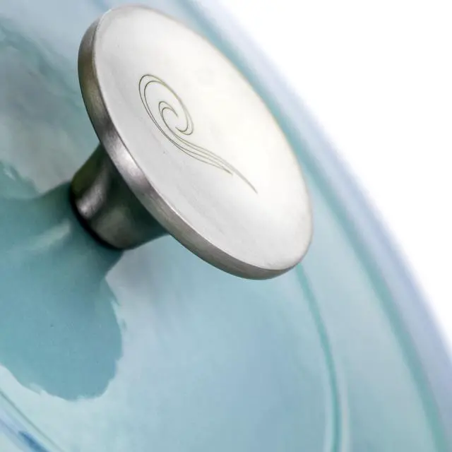 Alt view image 7 of 8 - Crock-Pot Artisan 2 Piece 7 Quarts Enamled Cast Iron Dutch Oven in Aqua Blue