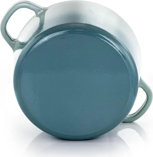 Alt view image 3 of 8 - Crock-Pot Artisan 2 Piece 7 Quarts Enamled Cast Iron Dutch Oven in Aqua Blue
