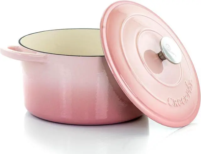 Alt view image 2 of 9 - Crock-Pot Artisan 2 Piece 5 Quarts Enamled Cast Iron Dutch Oven in Blush Pink
