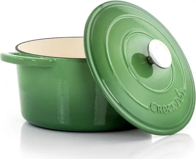 Alt view image 2 of 8 - Crock-Pot Artisan 2 Piece 5 Quarts Enamled Cast Iron Dutch Oven in Pistachio Green