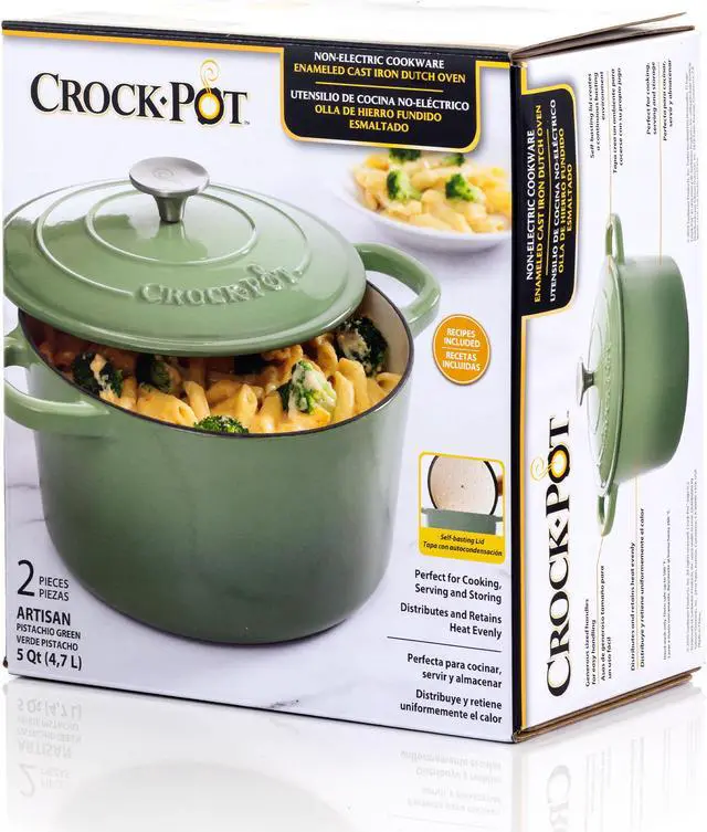 Alt view image 5 of 8 - Crock-Pot Artisan 2 Piece 5 Quarts Enamled Cast Iron Dutch Oven in Pistachio Green