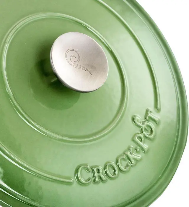 Alt view image 6 of 8 - Crock-Pot Artisan 2 Piece 5 Quarts Enamled Cast Iron Dutch Oven in Pistachio Green