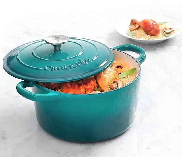 Alt view image 5 of 8 - Crock-pot Artisan 3 Quart Enameled Cast Iron Casserole with Lid in Gradient Teal