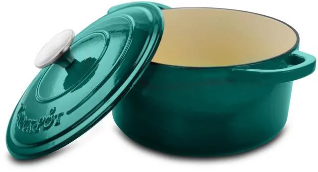 Alt view image 6 of 8 - Crock-pot Artisan 3 Quart Enameled Cast Iron Casserole with Lid in Gradient Teal