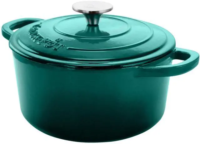 Alt view image 7 of 8 - Crock-pot Artisan 3 Quart Enameled Cast Iron Casserole with Lid in Gradient Teal