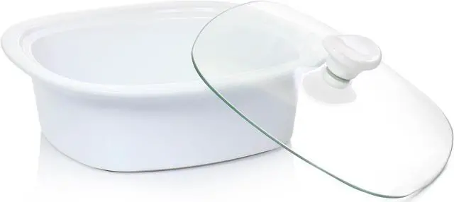 Alt view image 2 of 7 - Gibson Elite Gracious Dining 1.9 Quart Stoneware Casserole in White with Glass Lid