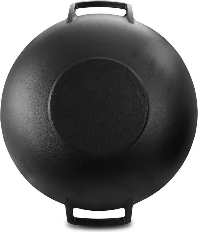 Alt view image 2 of 7 - General Store Addlestone 2 Piece 14 Inch Heavy Duty Cast Iron Wok with Wood Lid