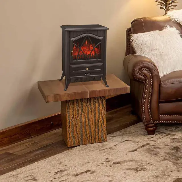 Alt view image 4 of 7 - OPTIMUS H9310 H9310 BLACK ELECTRIC FLAME EFFECT FIREPLACE HEATER
