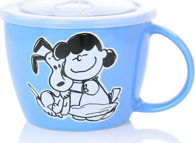 Alt view image 4 of 7 - Gibson Peanuts 70th Anniversary 4 Piece Stoneware 23.5oz Soup Bowl Set with Vented Lids in Assorted Colors