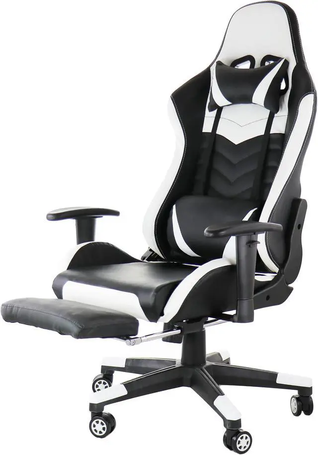 Alt view image 3 of 8 - GameFitz Gaming Chair in Black and White