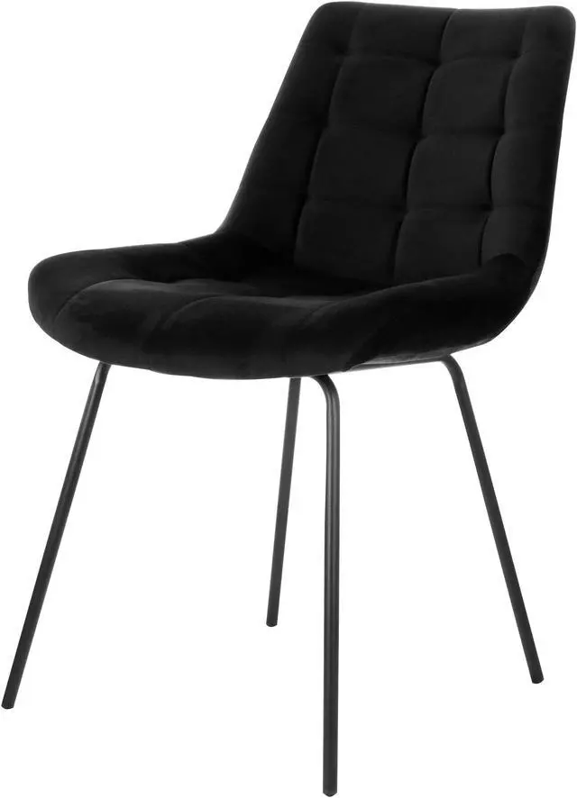 Alt view image 2 of 15 - Elama 2 Piece Tufted Chair in Black with Metal Legs