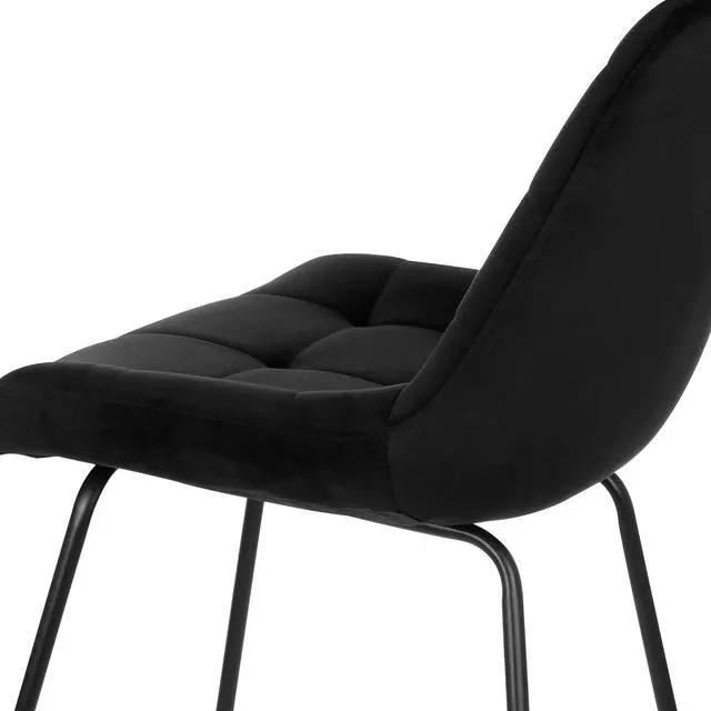 Alt view image 7 of 15 - Elama 2 Piece Tufted Chair in Black with Metal Legs