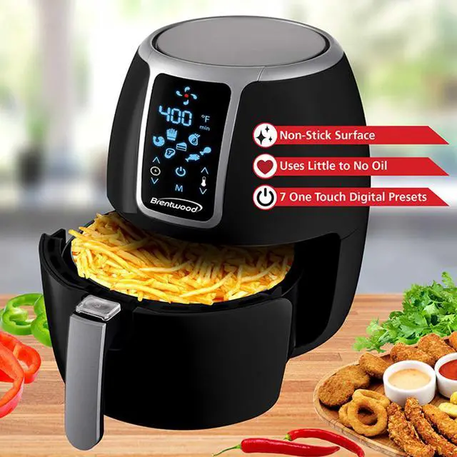Alt view image 2 of 18 - Brentwood Small 1400 Watt 4 Quart Electric Digital Air Fryer with Temperature Control in Black