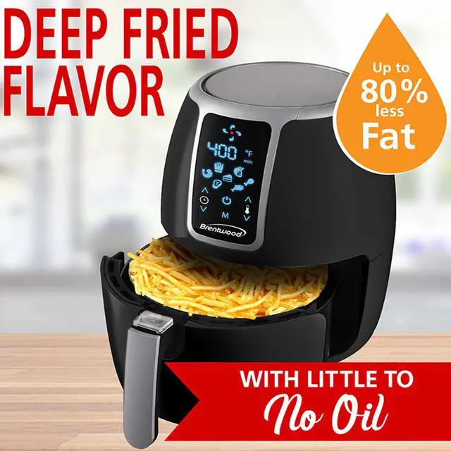 Alt view image 4 of 18 - Brentwood Small 1400 Watt 4 Quart Electric Digital Air Fryer with Temperature Control in Black