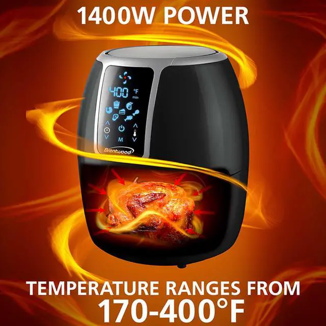 Alt view image 7 of 18 - Brentwood Small 1400 Watt 4 Quart Electric Digital Air Fryer with Temperature Control in Black