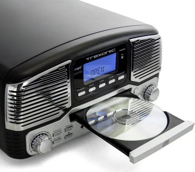Alt view image 4 of 9 - Trexonic Retro Wireless Bluetooth, Record and CD Player in Black