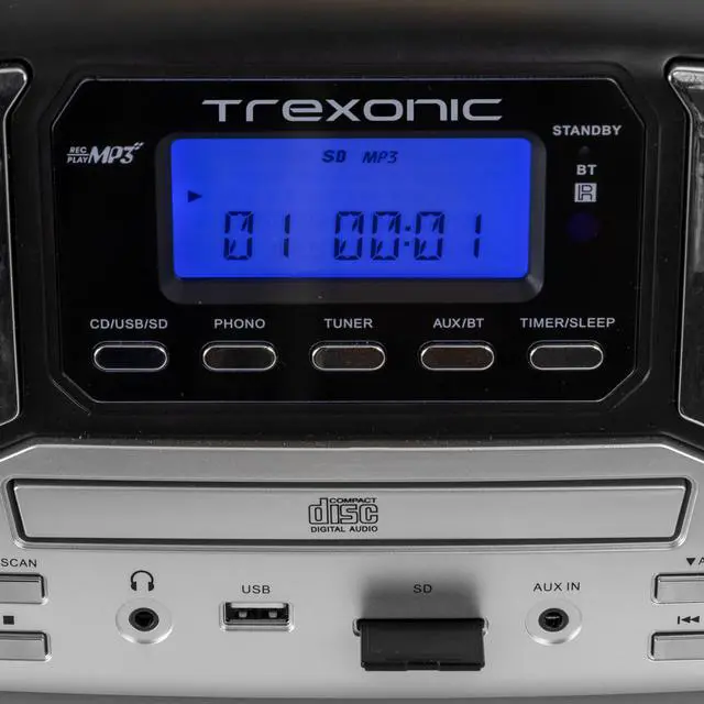 Alt view image 5 of 9 - Trexonic Retro Wireless Bluetooth, Record and CD Player in Black