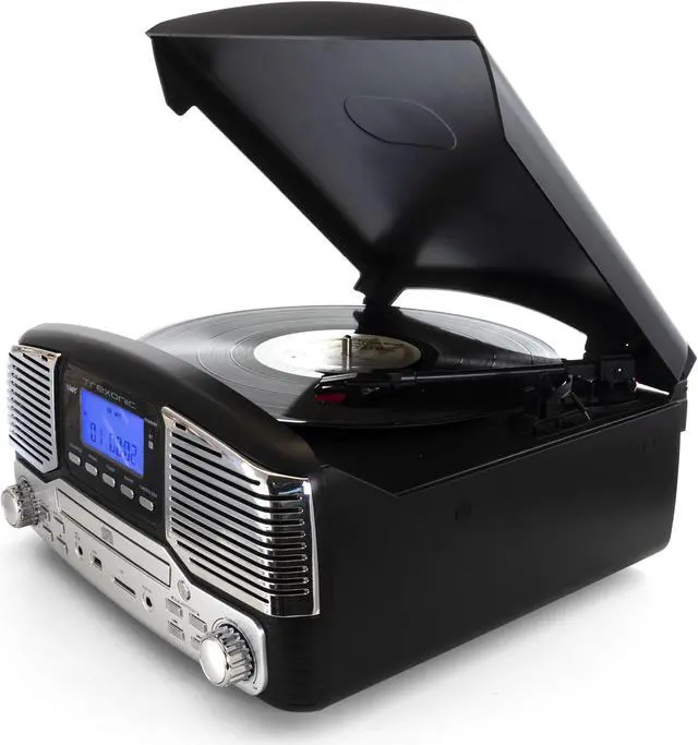 Alt view image 2 of 9 - Trexonic Retro Wireless Bluetooth, Record and CD Player in Black