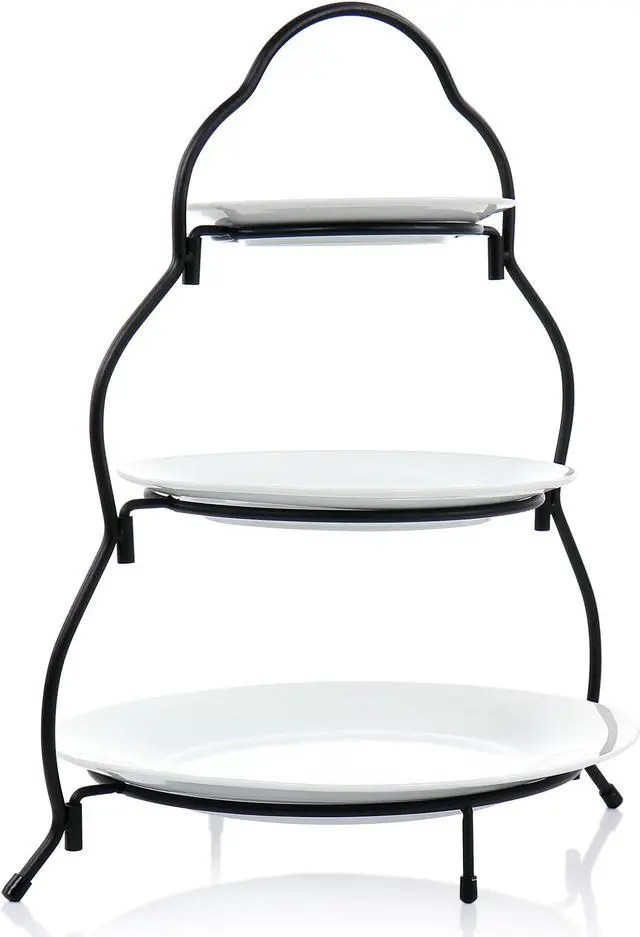 Alt view image 2 of 8 - Elama 3 Tier Round Plate Porcelain Serveware Set