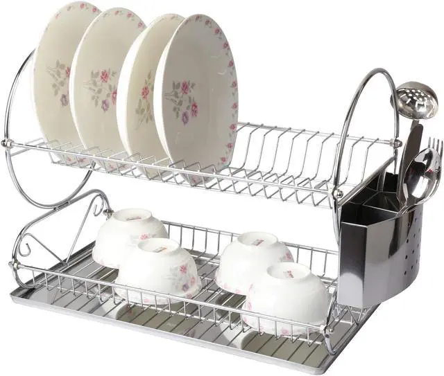 Alt view image 2 of 4 - Mega Chef Chrome Plated Two Shelf Dish Rack