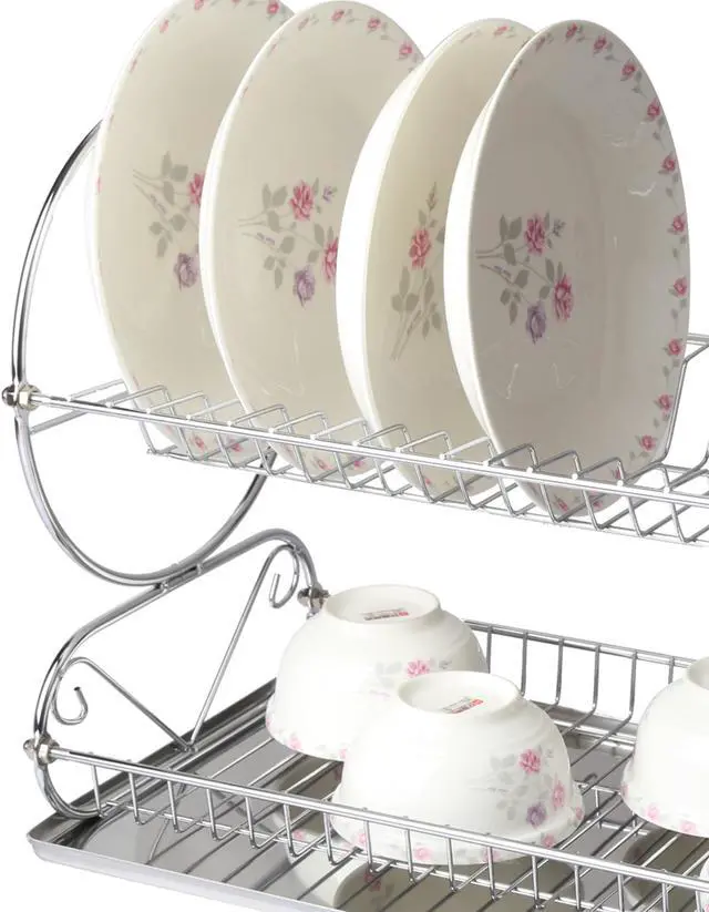 Alt view image 4 of 4 - Mega Chef Chrome Plated Two Shelf Dish Rack