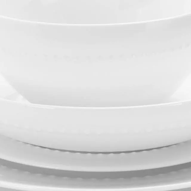 Alt view image 5 of 7 - Gibson Elite Gracious Dining 16 Piece Bone China Double Bowl Dinnerware Set in White