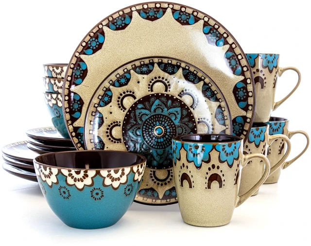 Main image of Elama Clay Heart 16 Piece Luxurious Stoneware Dinnerware with Complete Setting for 4, 16Piece