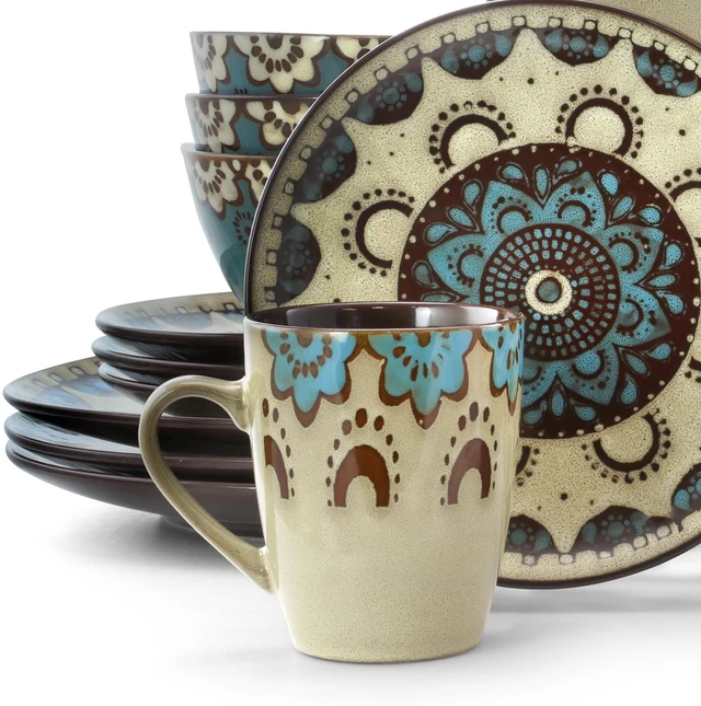 Alt view image 4 of 8 - Elama Clay Heart 16 Piece Luxurious Stoneware Dinnerware with Complete Setting for 4, 16Piece