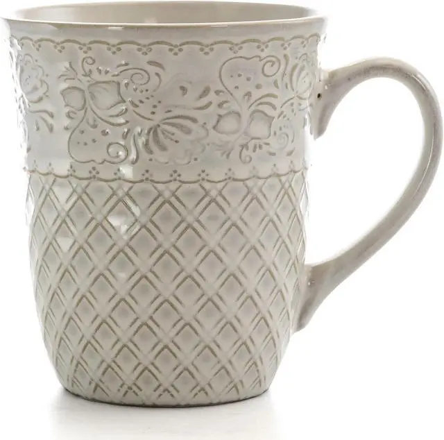 Alt view image 7 of 8 - Elama Ivory Lotus 16 Piece Square Dinnerware Set
