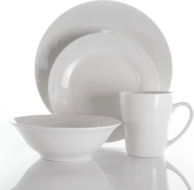 Alt view image 2 of 9 - Elama Marshall 16 Piece Porcelain Dinnerware Set in White