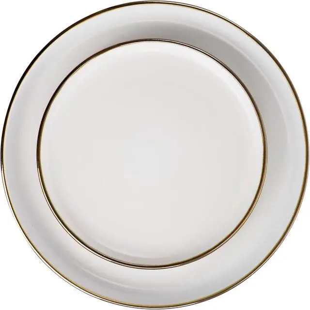 Alt view image 4 of 8 - Elama Arthur 16 Piece Stoneware Dinnerware Set in Matte White with Gold Rim