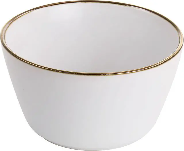 Alt view image 5 of 8 - Elama Arthur 16 Piece Stoneware Dinnerware Set in Matte White with Gold Rim