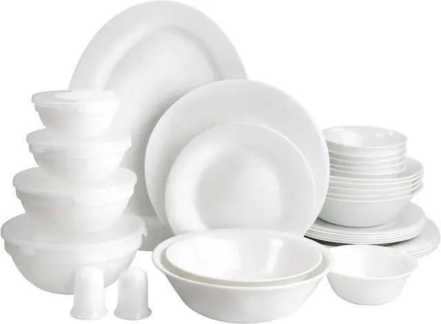 Main image of Gibson 36 Piece Tempered Opal Glass Combo Dinnerware Set in White