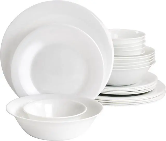 Alt view image 2 of 8 - Gibson 36 Piece Tempered Opal Glass Combo Dinnerware Set in White