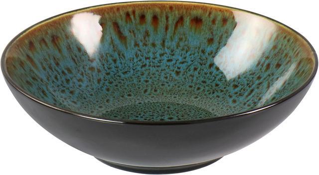Alt view image 7 of 7 - Gibson Elite Kyoto Teal Double Bowl 16 Piece Stoneware Dinnerware Set in Teal and Brown